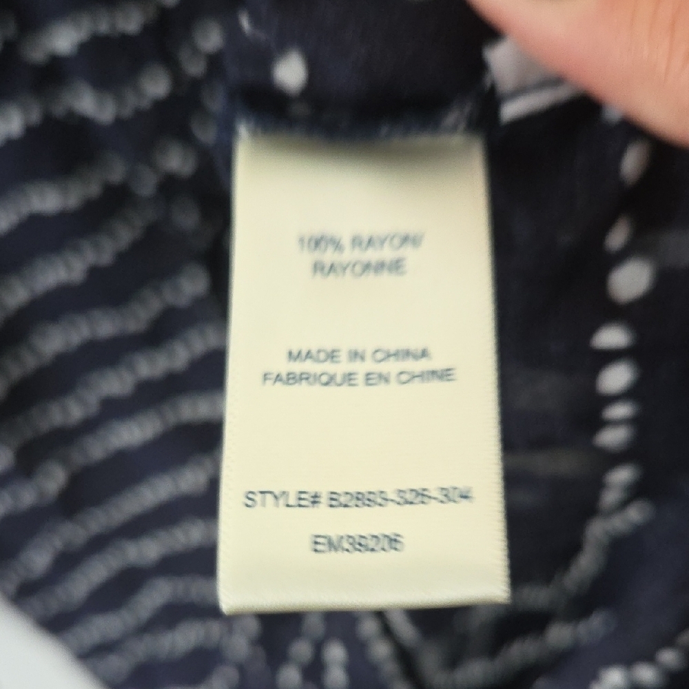 Bella Dahl Navy and White Wave Dot Button Down Shirt - Picture 8 of 9